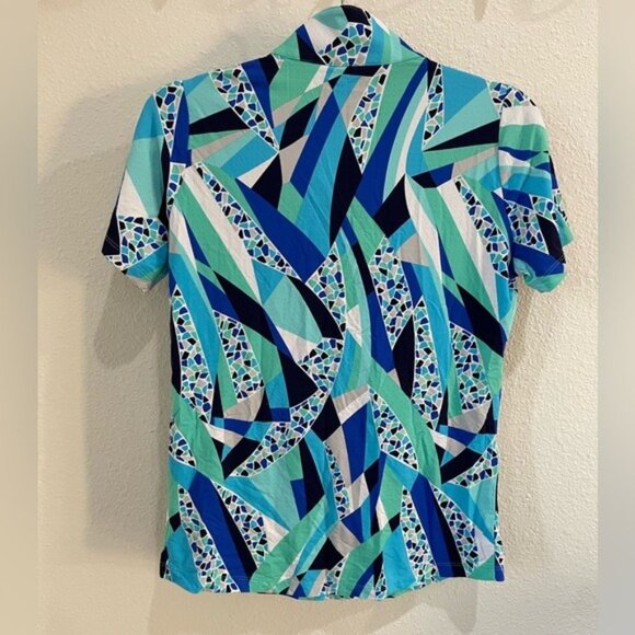 IBKUL Golf Athletic Briana Top Athleisure UPF Printed Stretch Zip - Picture 6 of 6